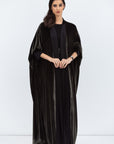 Green Velvet Abaya with Black Satin Trims