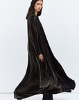 Green Velvet Abaya with Black Satin Trims