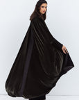 Green Velvet Abaya with Black Satin Trims