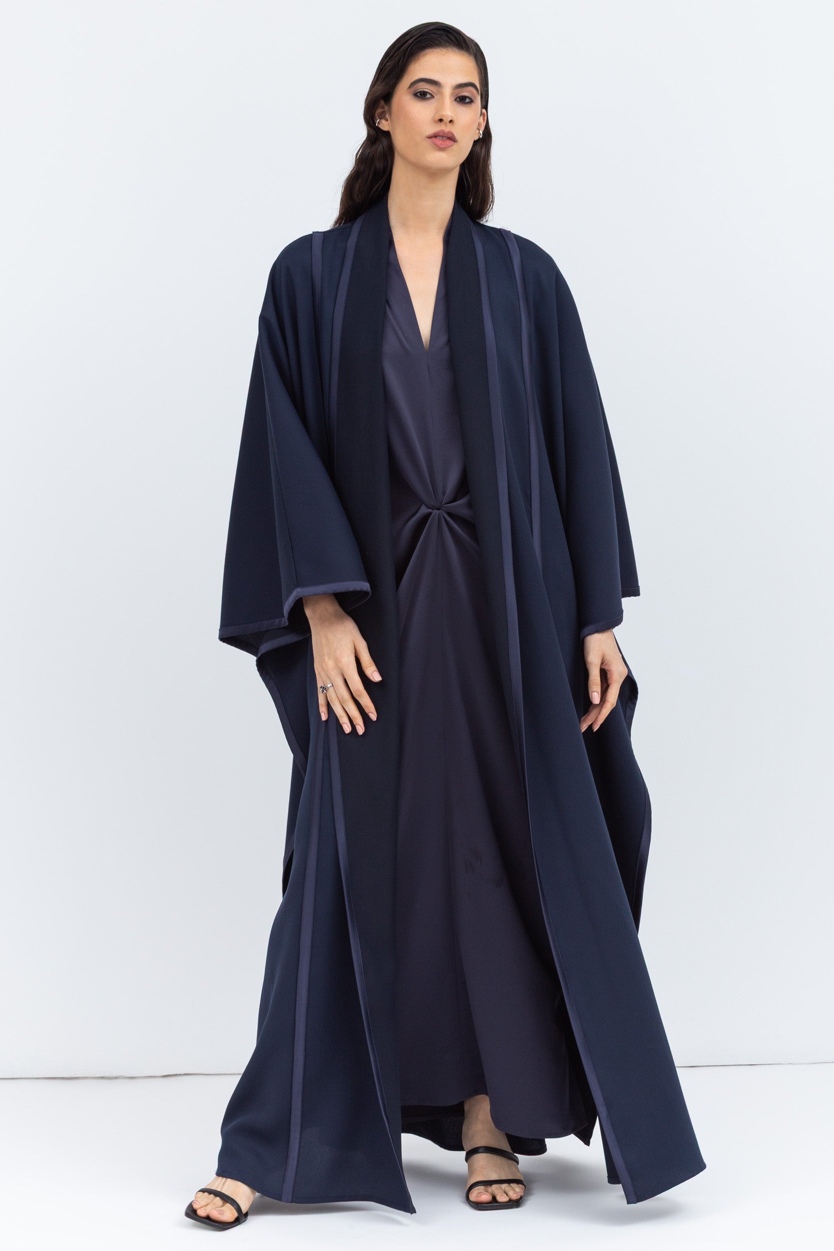Flow Abaya in Navy Blue Tencel Twill