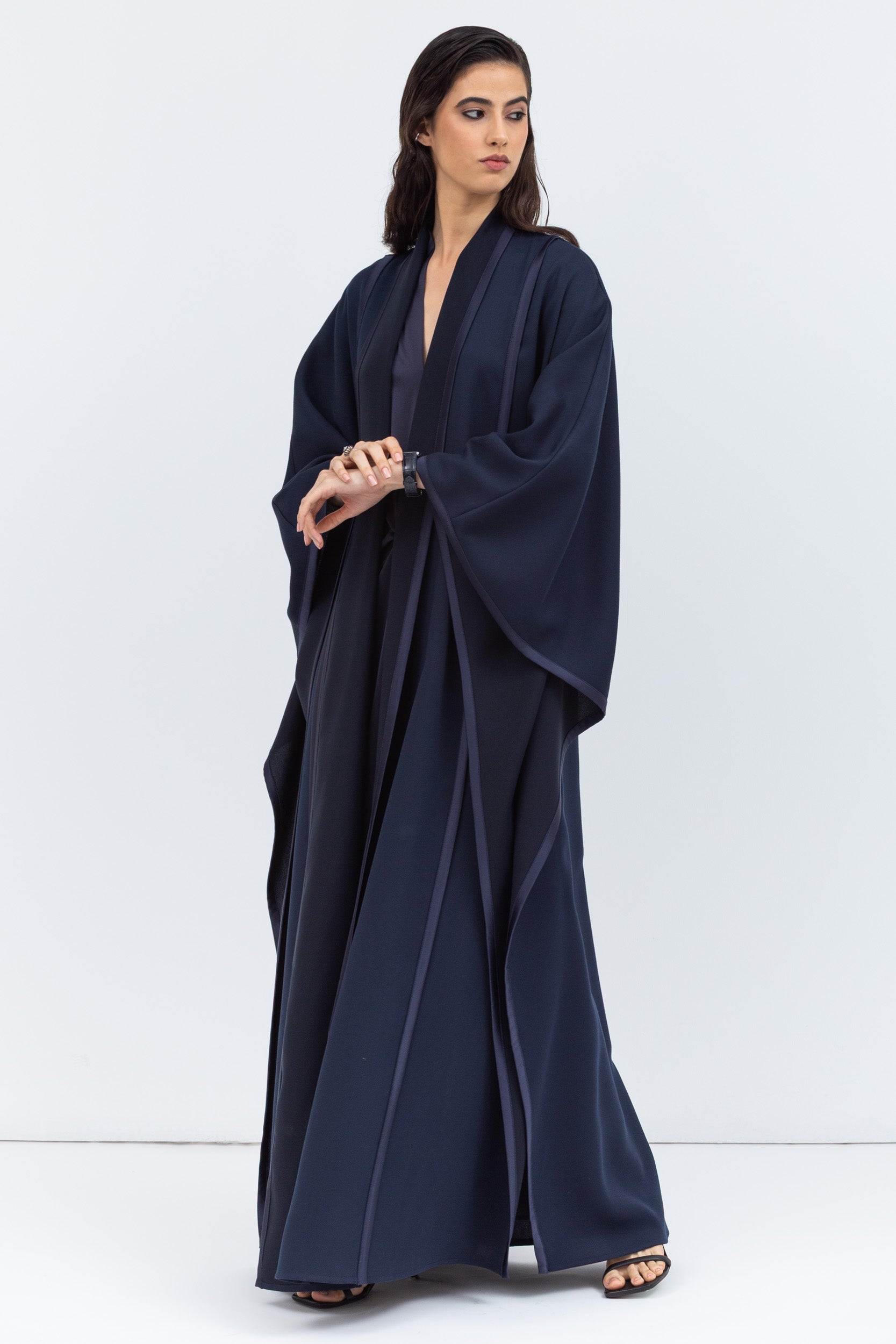 Flow Abaya in Navy Blue Tencel Twill