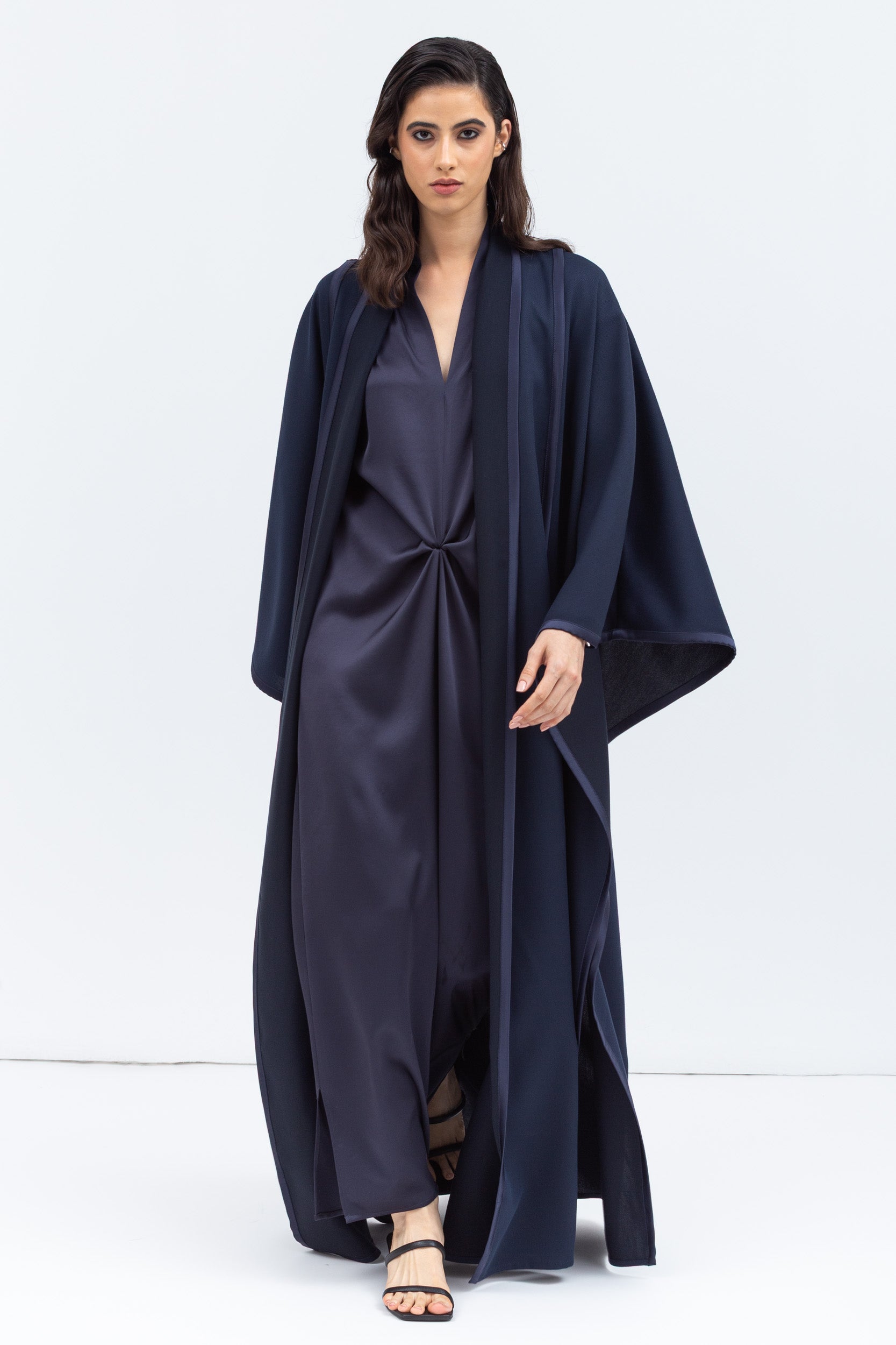 Flow Abaya in Navy Blue Tencel Twill