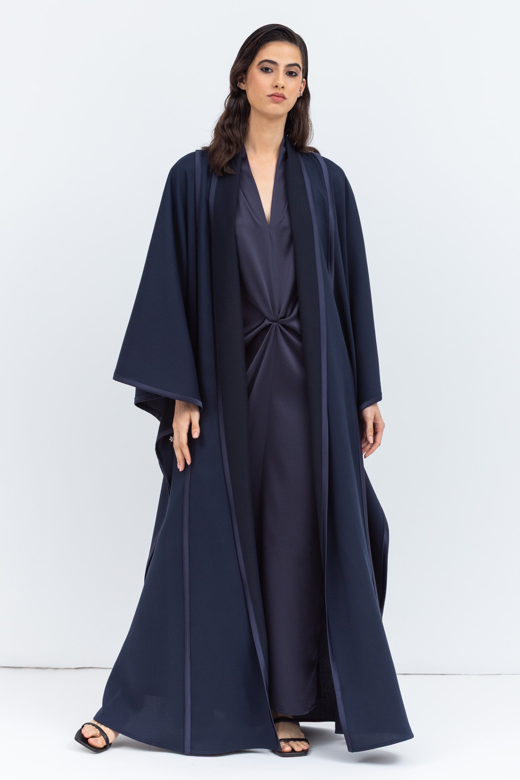 Flow Abaya in Navy Blue Tencel Twill