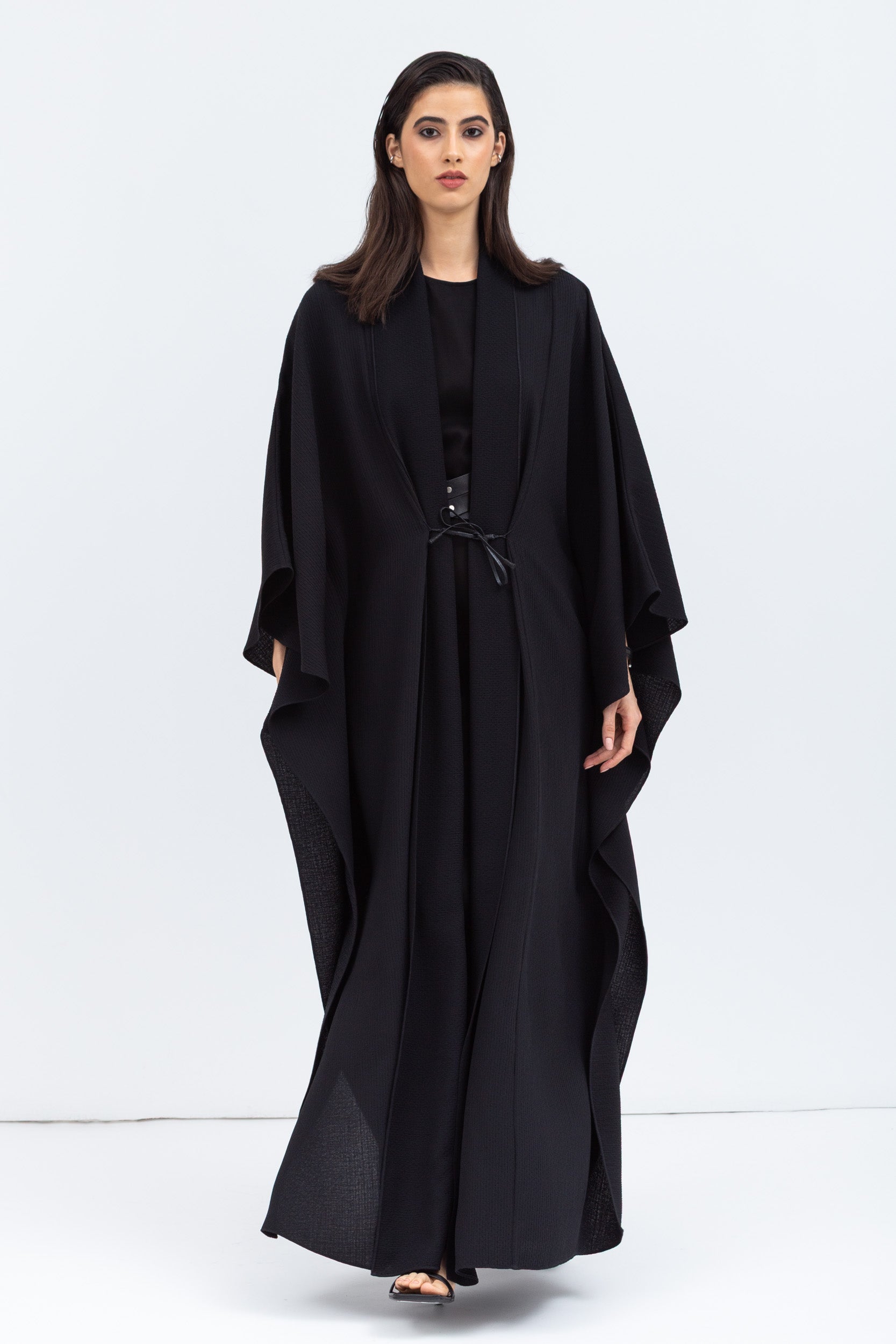 Flow Abaya in Black with Tie-String