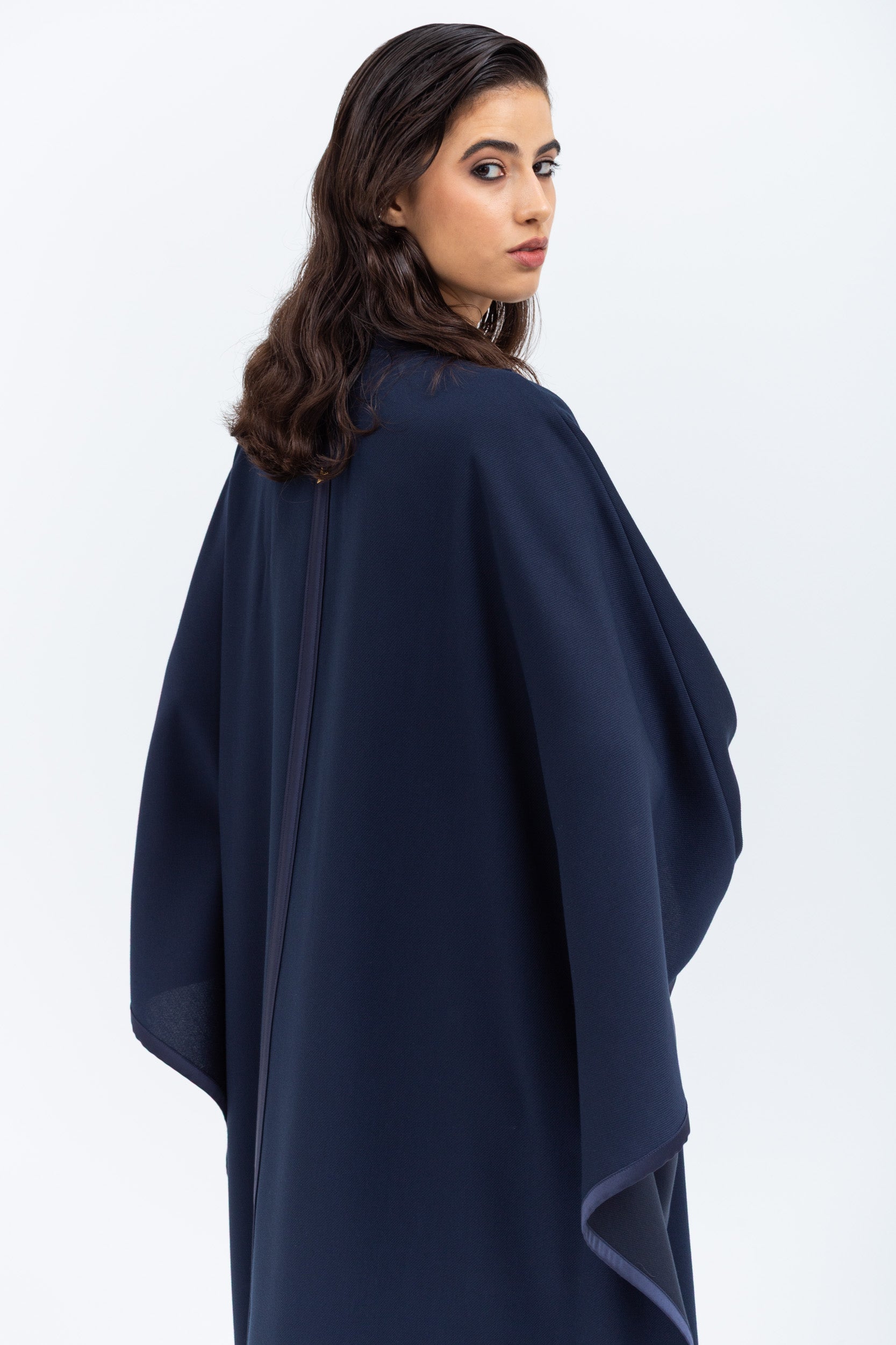 Flow Abaya in Navy Blue Tencel Twill