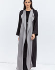 Two Tone Abaya in Gray and Textured Black