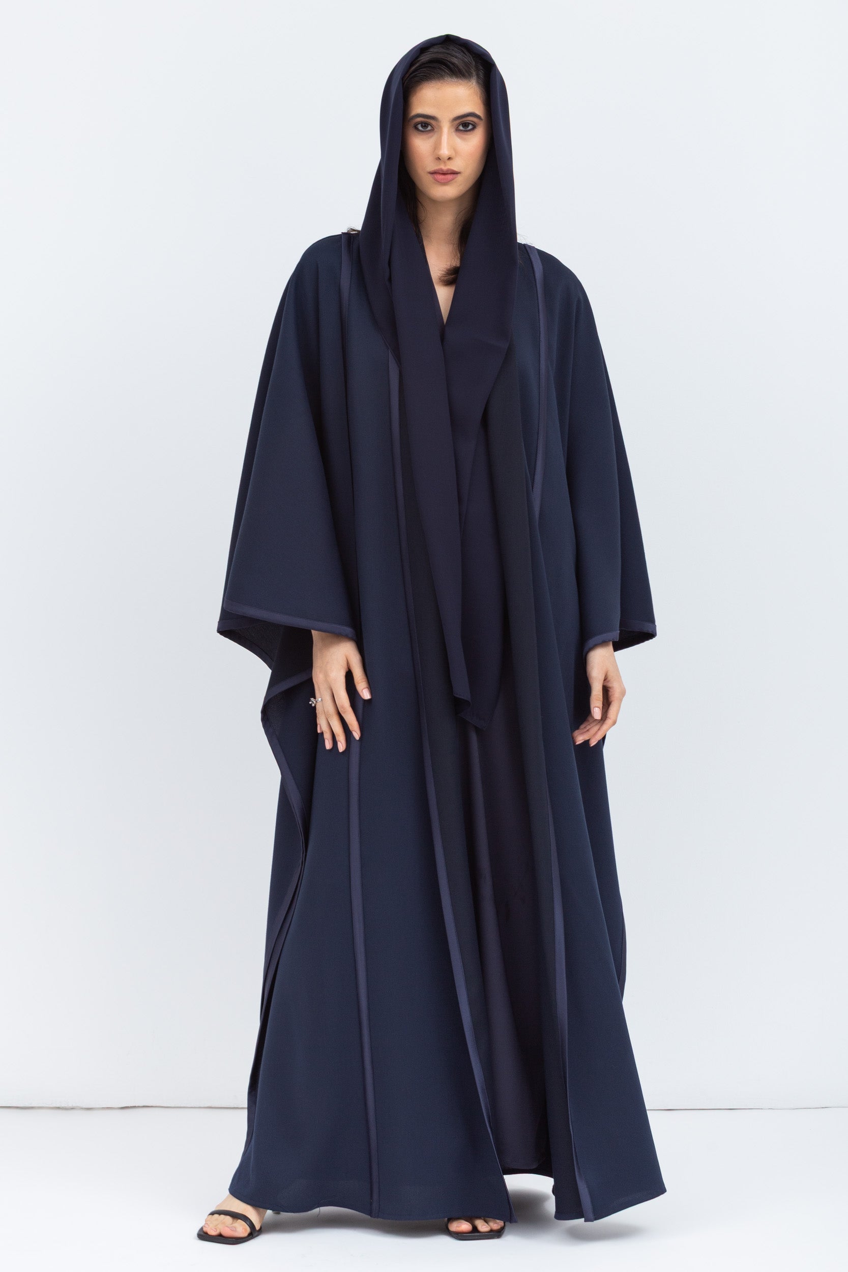 Flow Abaya in Navy Blue Tencel Twill