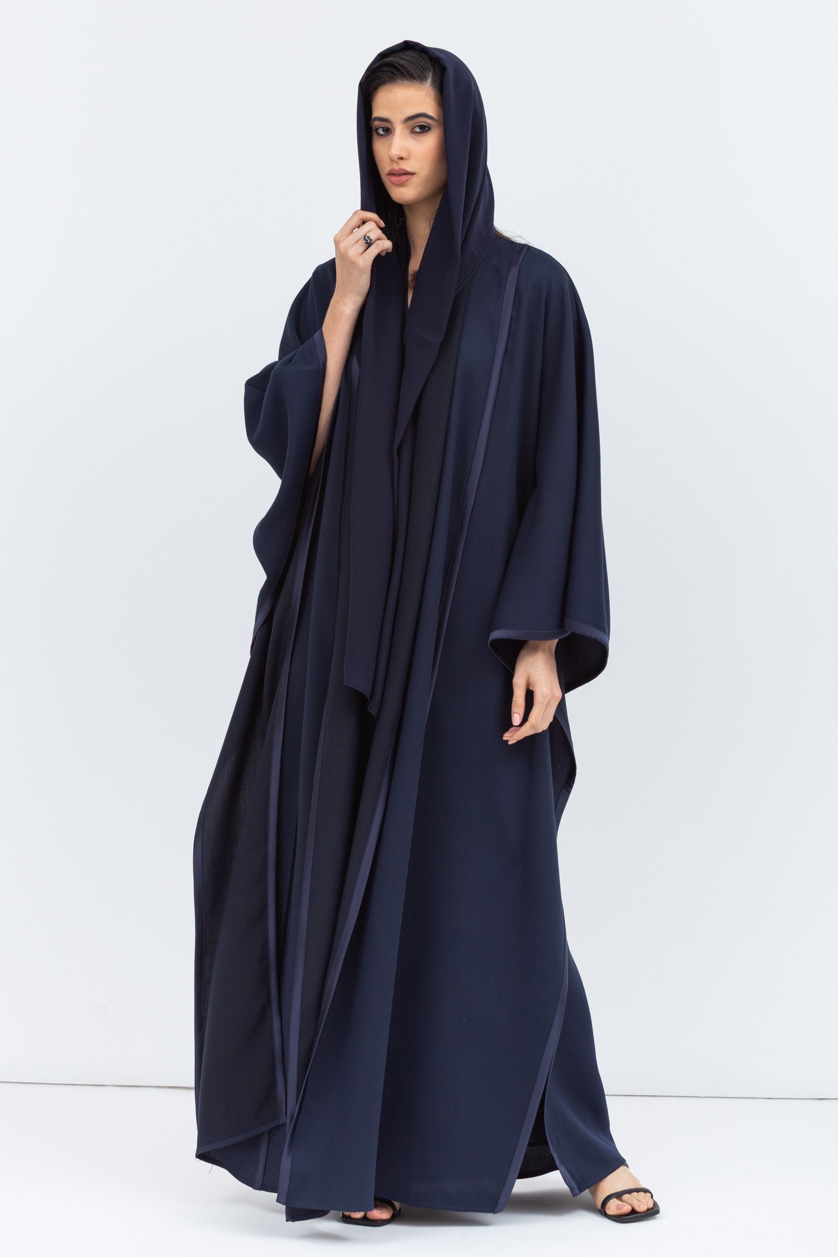 Flow Abaya in Navy Blue Tencel Twill