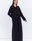Straight Cut Winter Abaya in Navy Blue