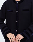 Straight Cut Winter Abaya in Navy Blue
