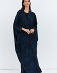 Butterfly Abaya in Blue Brown Pattern