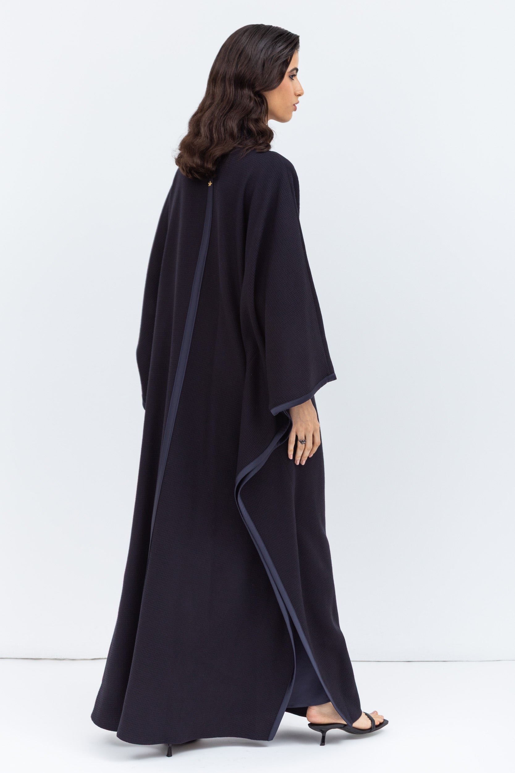 Flow Abaya in Blue with Satin Trims