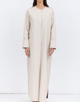 Structured Abaya in Creme on Creme Piping
