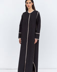 Structured Abaya in Black and White RTW