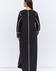 Structured Abaya in Black and White RTW