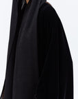 Formal Black Velvet Abaya with Satin Trims