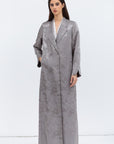 Gray Silver Jacquard Jacket Abaya