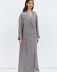 Gray Silver Jacquard Jacket Abaya