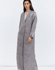 Gray Silver Jacquard Jacket Abaya