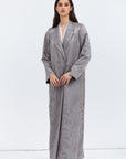 Gray Silver Jacquard Jacket Abaya