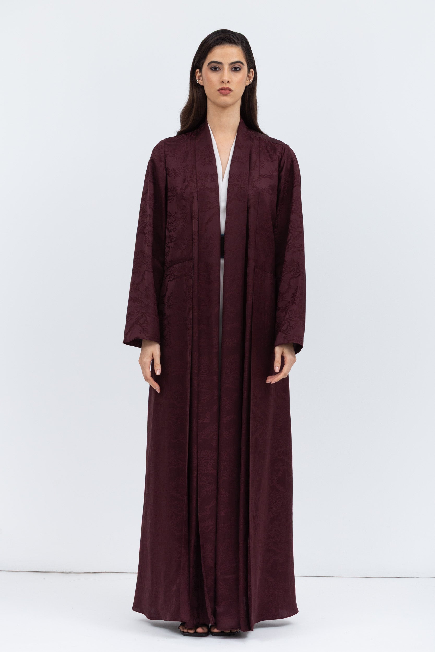 Layer Abaya in Burgundy Pattern