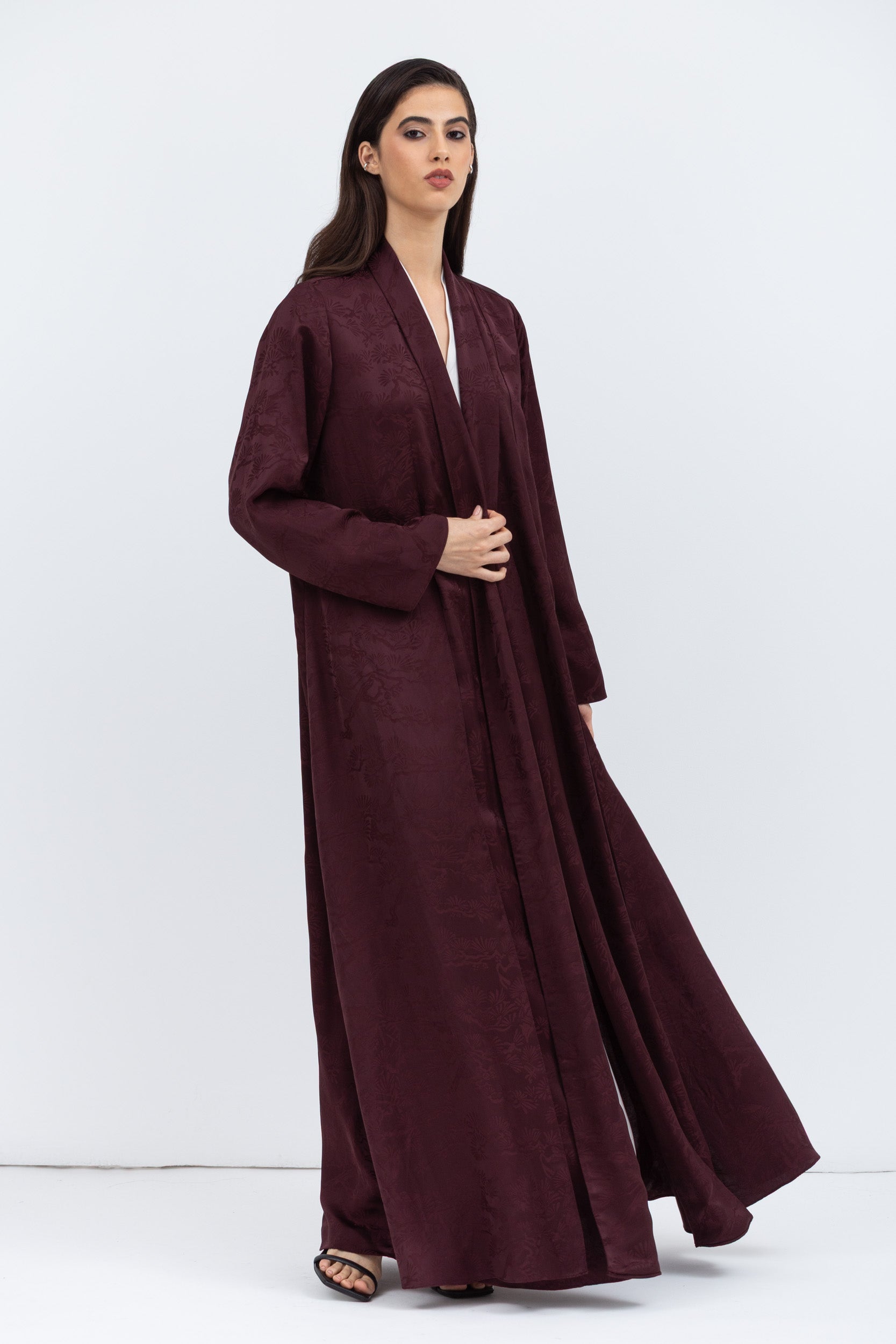 Layer Abaya in Burgundy Pattern