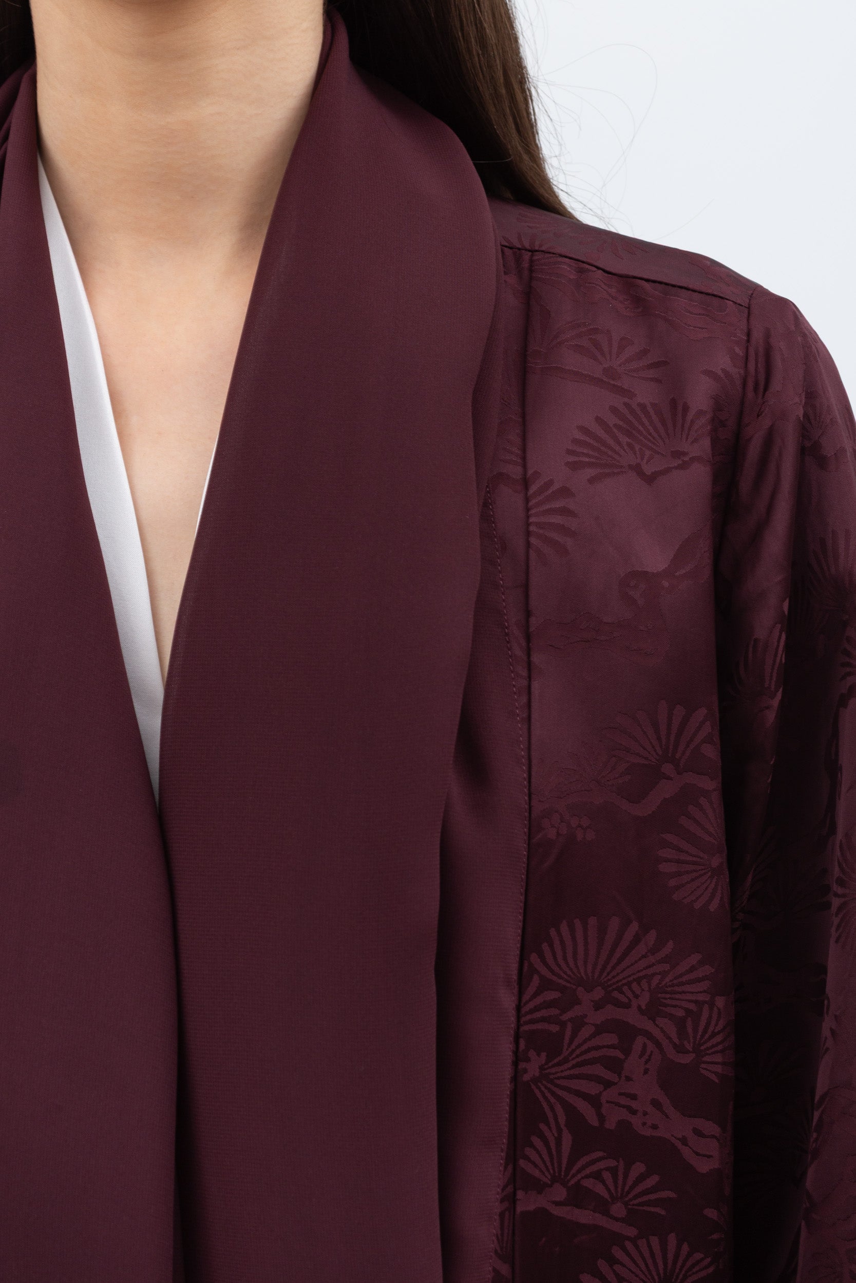 Layer Abaya in Burgundy Pattern