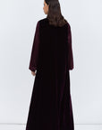 Burgundy Velvet Abaya with Satin Trims