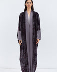 Purple Gray Velvet Pattern Abaya