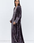 Purple Gray Velvet Pattern Abaya