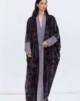 Purple Gray Velvet Pattern Abaya