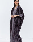 Purple Gray Velvet Pattern Abaya