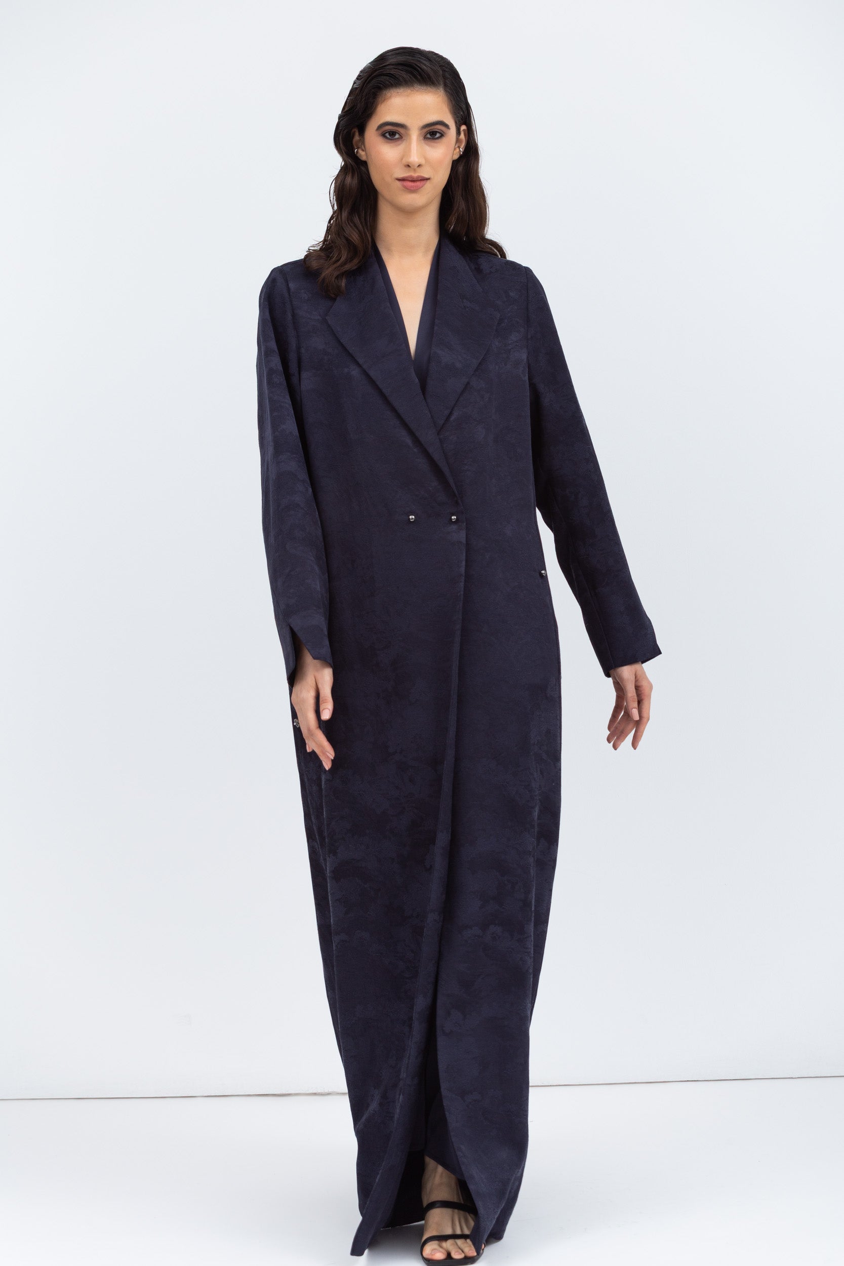 Blue Jacquard Jacket Abaya