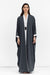Butterfly Abaya in Dark Gray with Off White Details