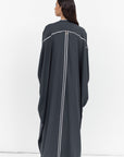 Butterfly Abaya in Dark Gray with Off White Details