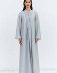 Textured Tencel Linen Abaya in  Light Gray