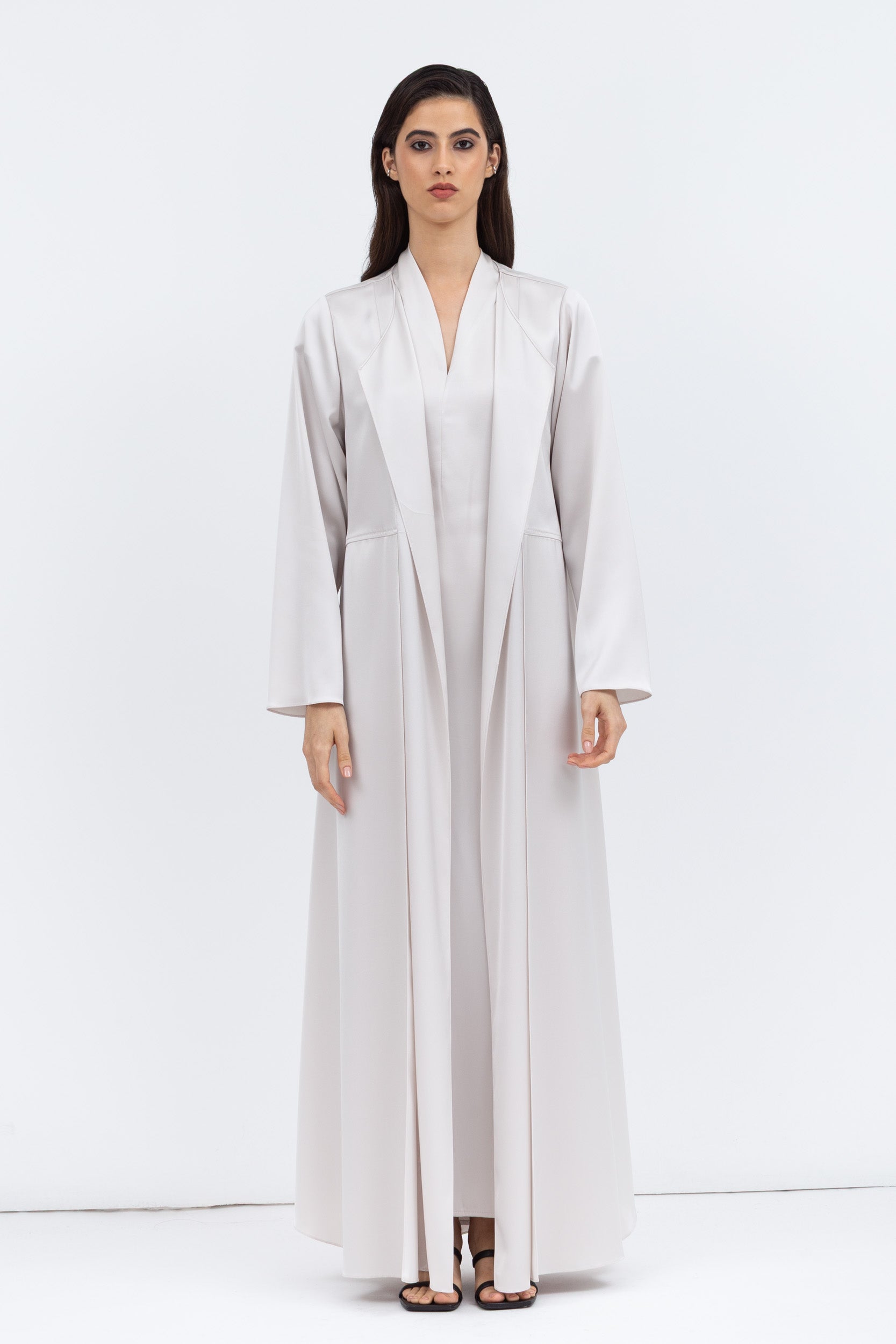 Layer Abaya in Off-White Satin