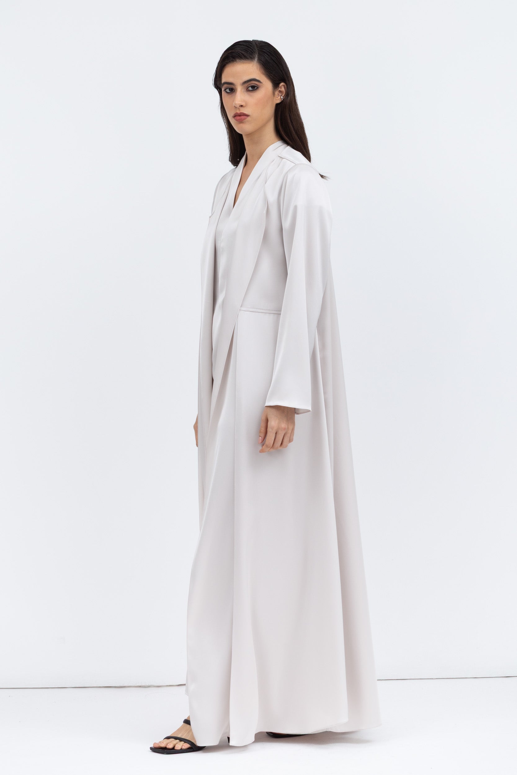 Layer Abaya in Off-White Satin