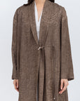 Textured Brown Tencel Linen Abaya