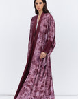 Pink Velvet Abaya with Satin Trims