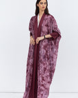 Pink Velvet Abaya with Satin Trims