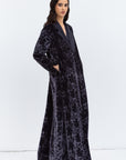 Luxe Gray Blue Abaya in Velvet Jacquard