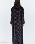Luxe Gray Blue Abaya in Velvet Jacquard