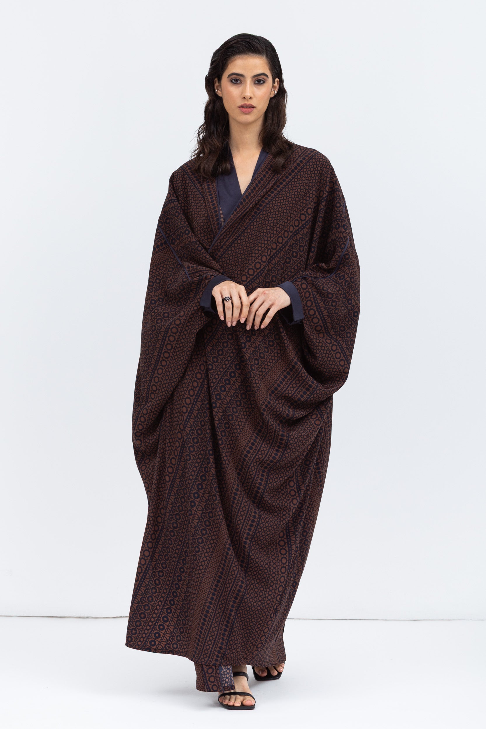 Butterfly Abaya in Brown Pattern