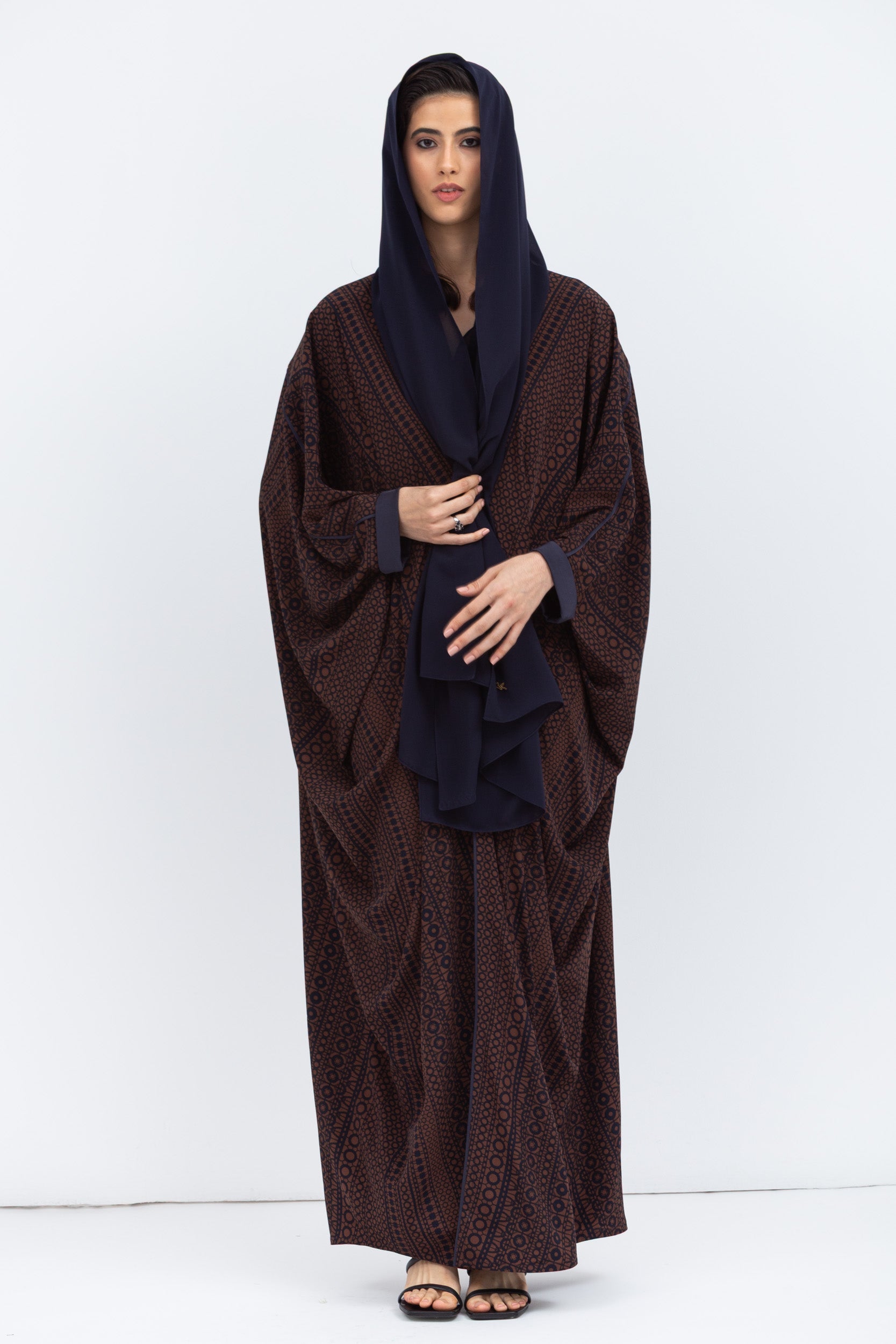 Butterfly Abaya in Brown Pattern