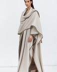 Flow Abaya in Stone with Satin Trims