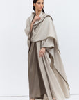 Flow Abaya in Stone with Satin Trims