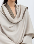 Flow Abaya in Stone with Satin Trims