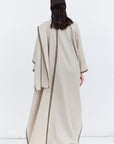 Flow Abaya in Stone with Satin Trims