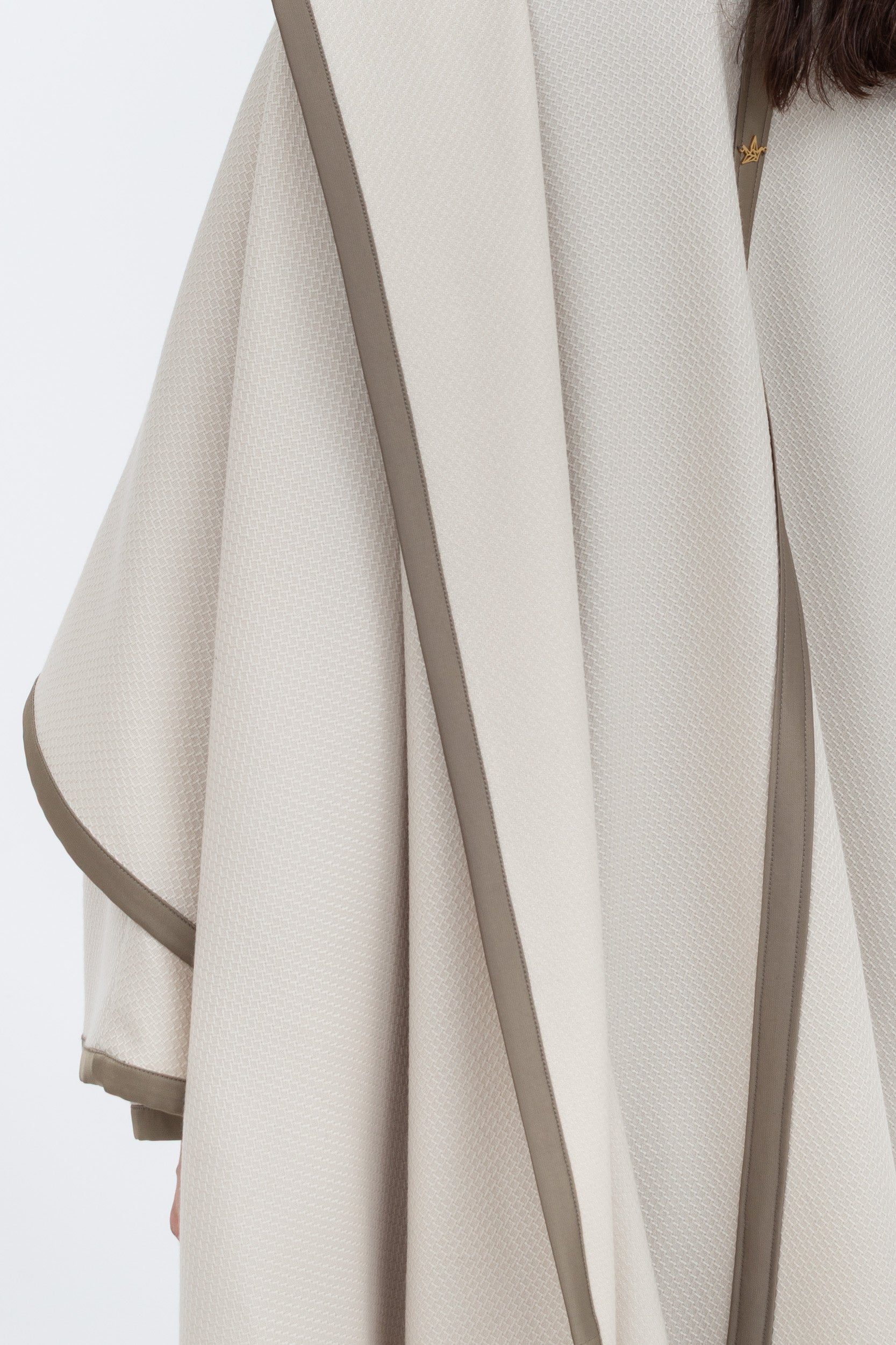 Flow Abaya in Stone with Satin Trims